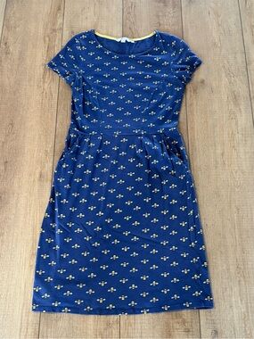 Boden Whimsy Cottagecore Bumble Bee Print Midi Dress Size 6R NWOT Cotton Pockets